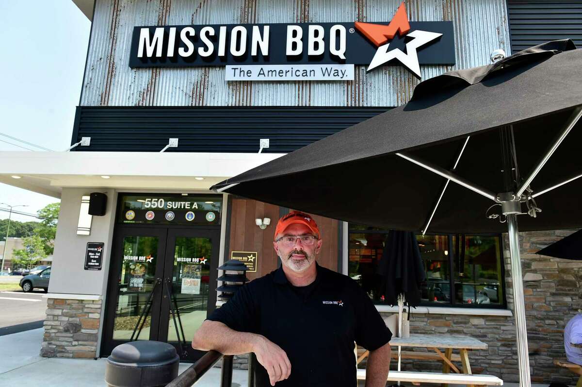 Mission BBQ restaurant manager Ty Rundle, Orange, Conn., Wednesday, August 11, 2021.