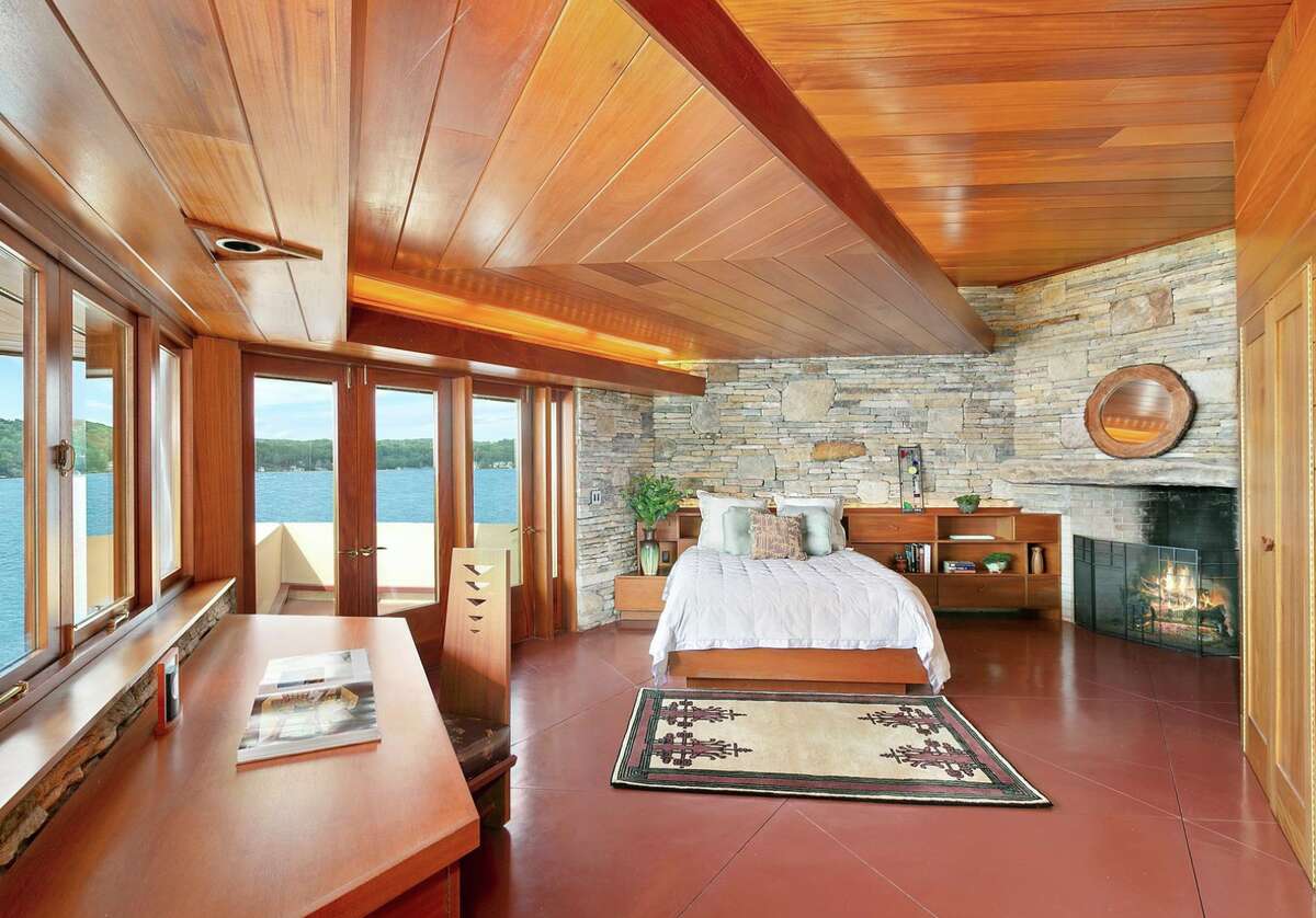 Views of the 593-acre lake abound from the main bedroom. There are six total across the property.