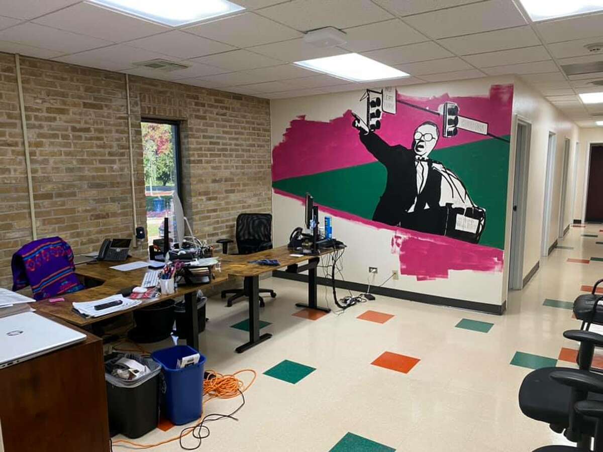Councilman Jalen McKee-Rodriguez is working on transforming his Eastside field office into a welcoming, collaborative workspace for his staff and constituents. He's adding new lighting, baseboards, plants and a mural dedicated to San Antonio civil rights leader Rev. Claude Black. 