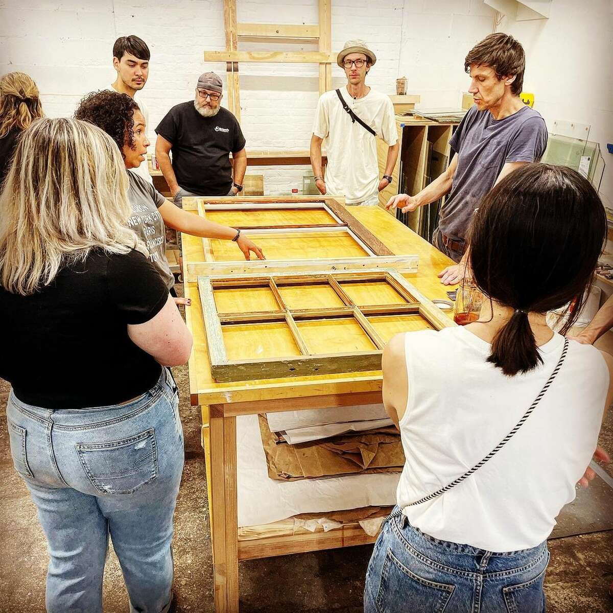 Architectural salvage shop Hudson Valley House Parts in Newburgh hosts various preservation workshops, including this one on how to restore old windows.