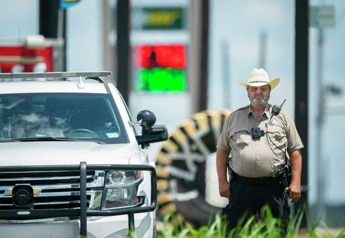 Riesel Police Chief Danny Krumnow stands along Highway 6 where the speed limit drops going through the city, Thursday, July 1, 2021.