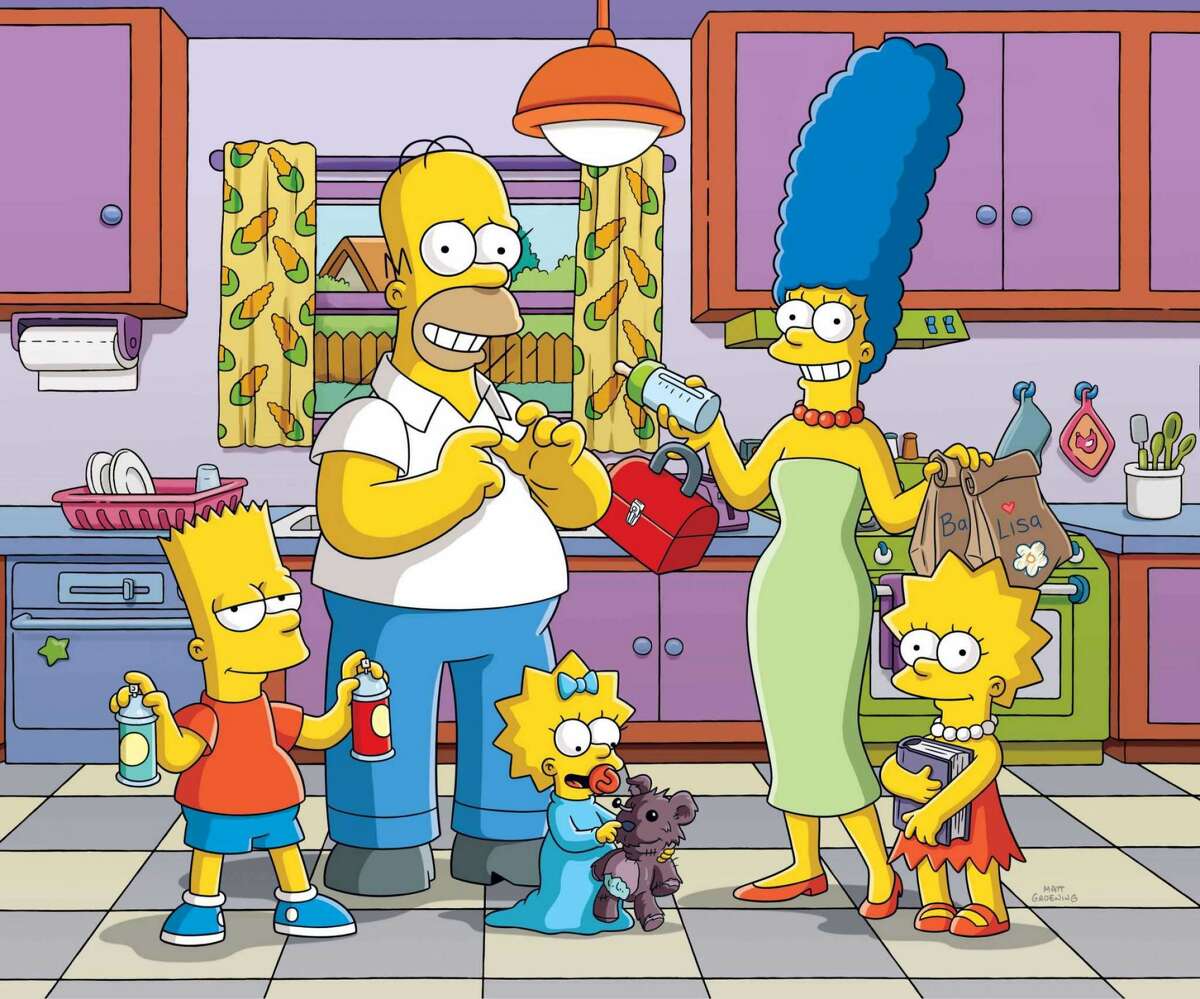 Bart, Homer, Maggie, Marge et Lisa de "Les Simpsons."