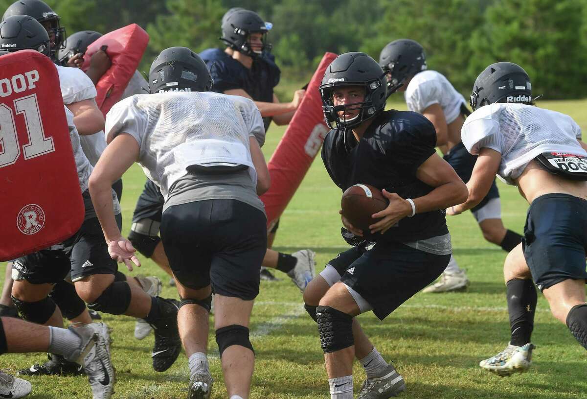 Hardin-Jefferson practices as they prepare for the 2021 season. Photo made Tuesday, August 10, 2021 Kim Brent/The Enterprise
