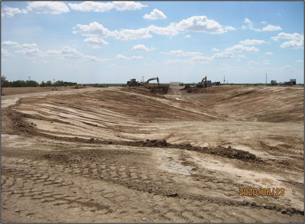 After four years, the Railroad Commission has completed its $9 million clean up of the Wheeler Road Westex Notrees surface waste disposal facility near Odessa, shown as the final open pit is closed and clean-up nears completion.
