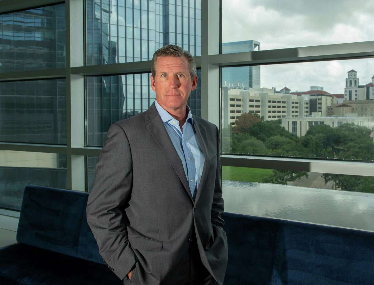 William "Bill" McKeon, president and CEO of Texas Medical Center, poses for a photograph inside his office on Thursday, Aug. 19, 2021, in Houston.