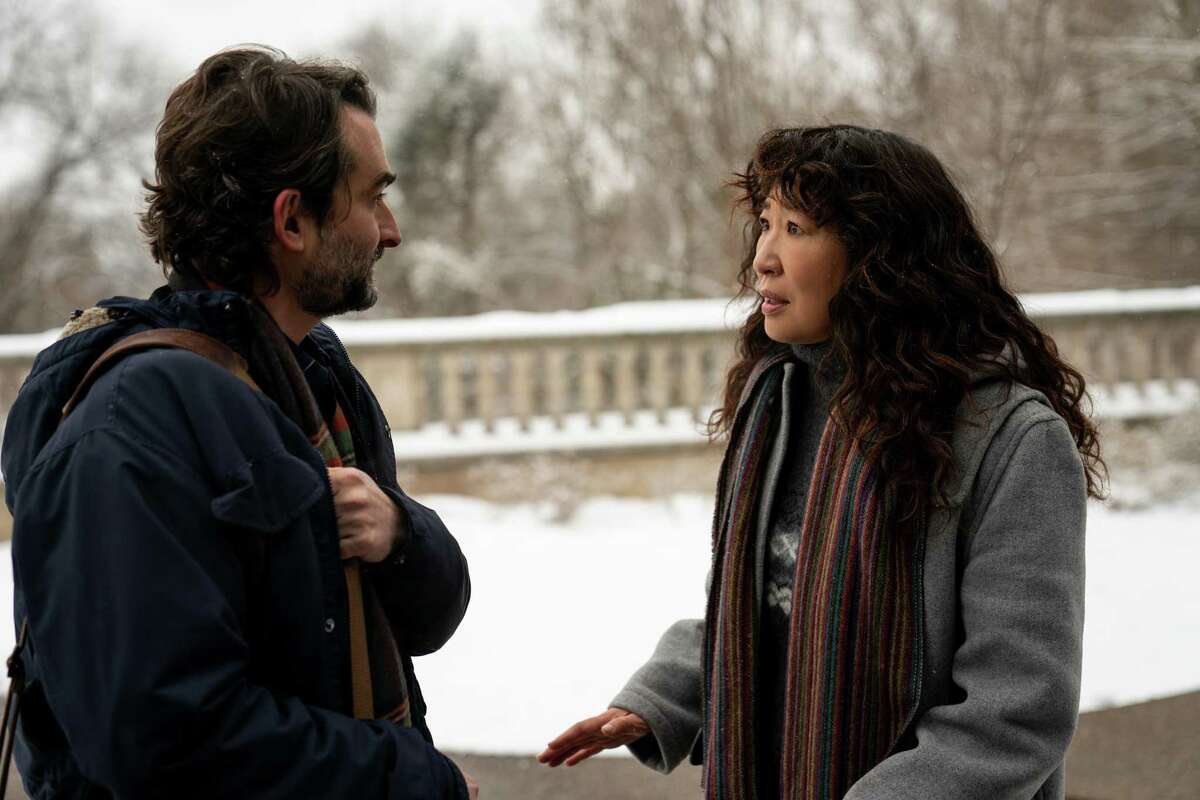 Jay Duplass and Sandra Oh in the premiere episode of the Netflix series "The Chair." (Eliza Morse/Netflix/TNS)