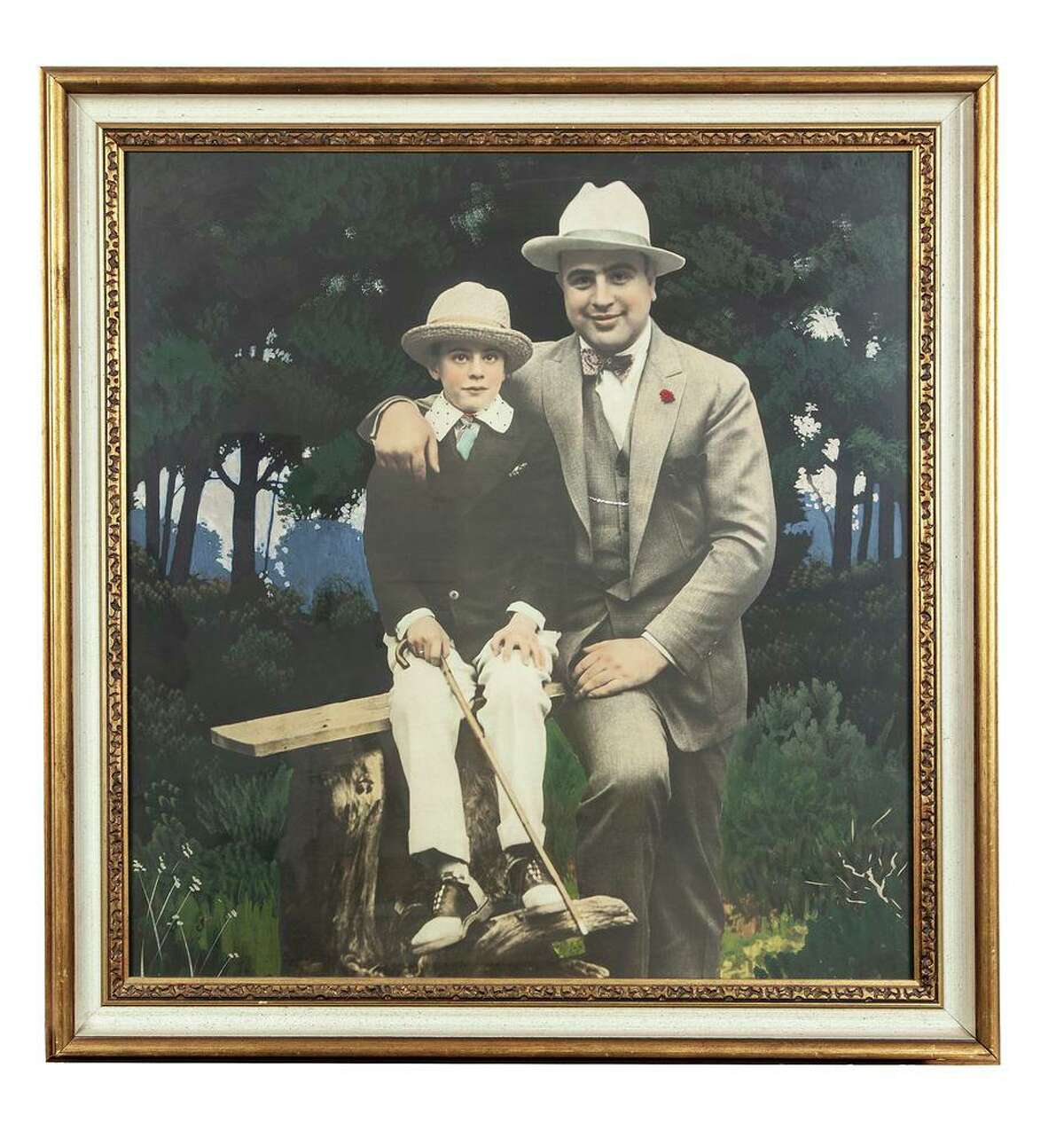 A hand-colored silver print of Al Capone and Sonny Capone is one of the items going up for auction.