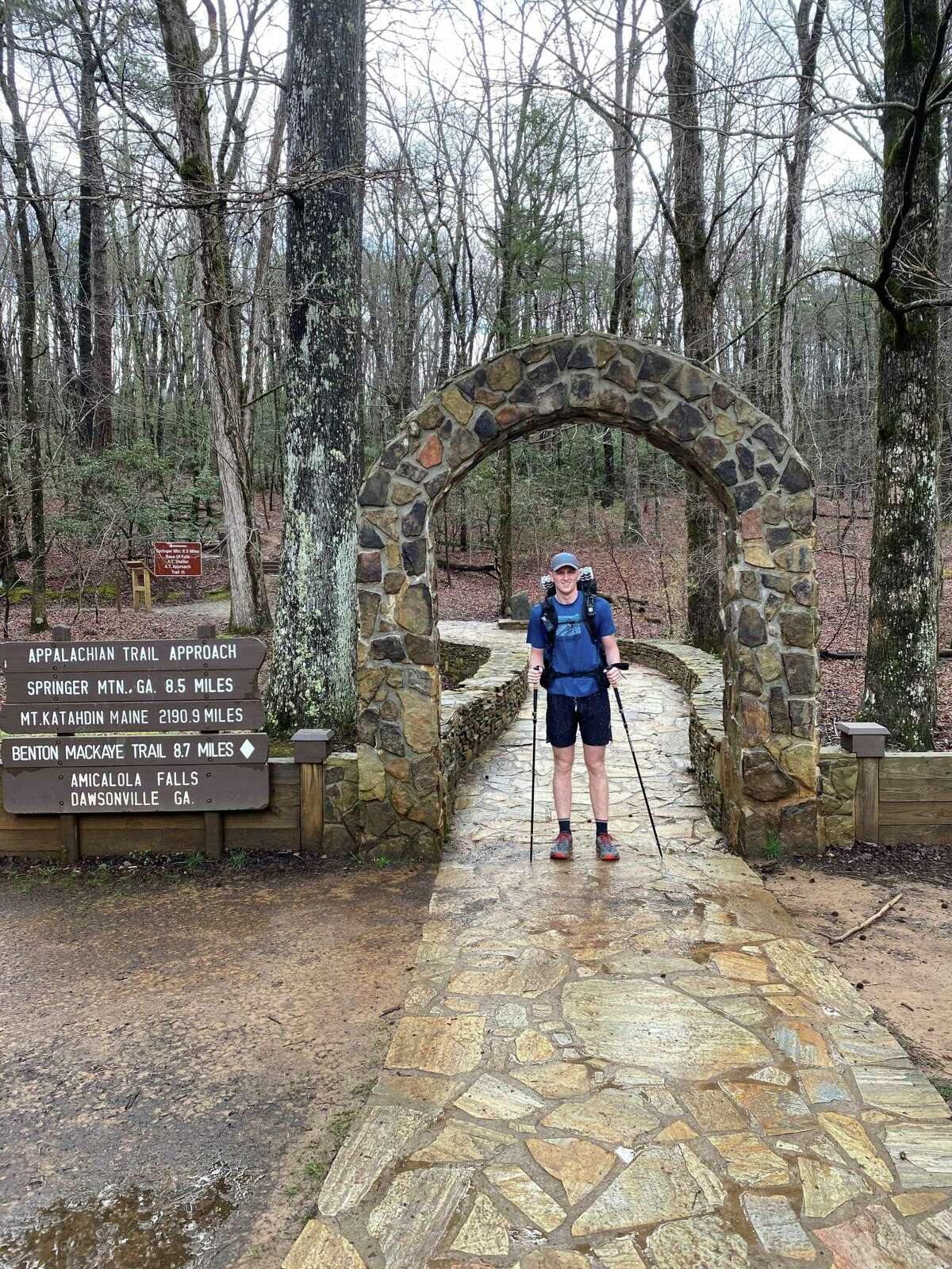 It's March 18 and Zachary Neschich is ready to embark on his five-month trek on the Appalachian Trail. Zachary had to hike eight miles just to actually begin the trail.