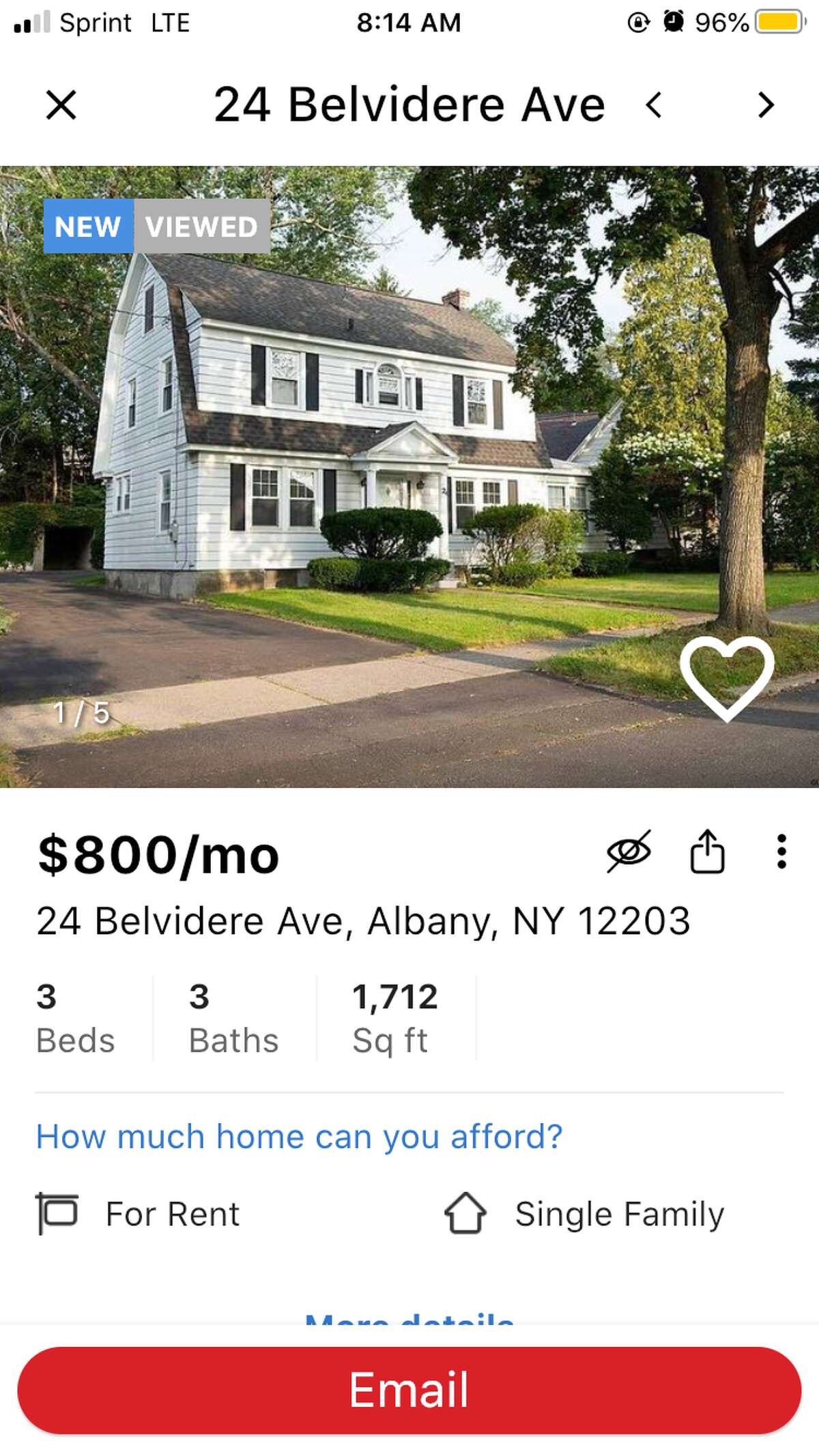 Screenshot of the fake listing on Zillow.com for 24 Belvidere Avenue.