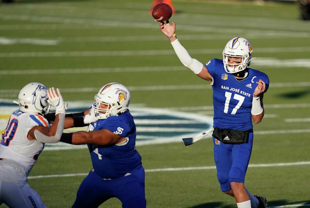 San Jose State quarterback Nick Starkel played two seasons for Texas A&M and one for Arkansas before blossoming with San Jose State in 2020.