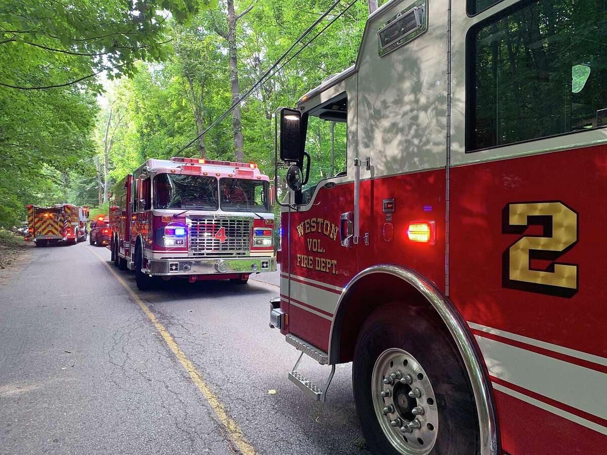 Fire units responded to more than 20 reports of gas in Weston, Conn., on Wednesday, Aug. 25, 2021, finding the source to be work on Weston Road in nearby Westport.