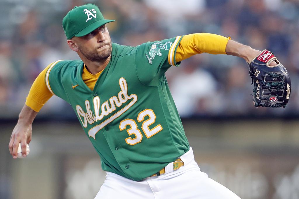 ANAHEIM, CA - AUGUST 03: Oakland Athletics pitcher James