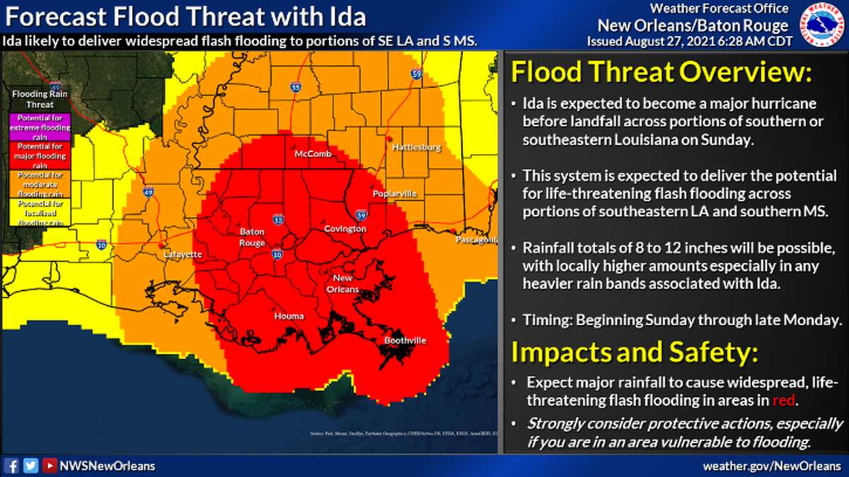 National Weather Service maps for Ida