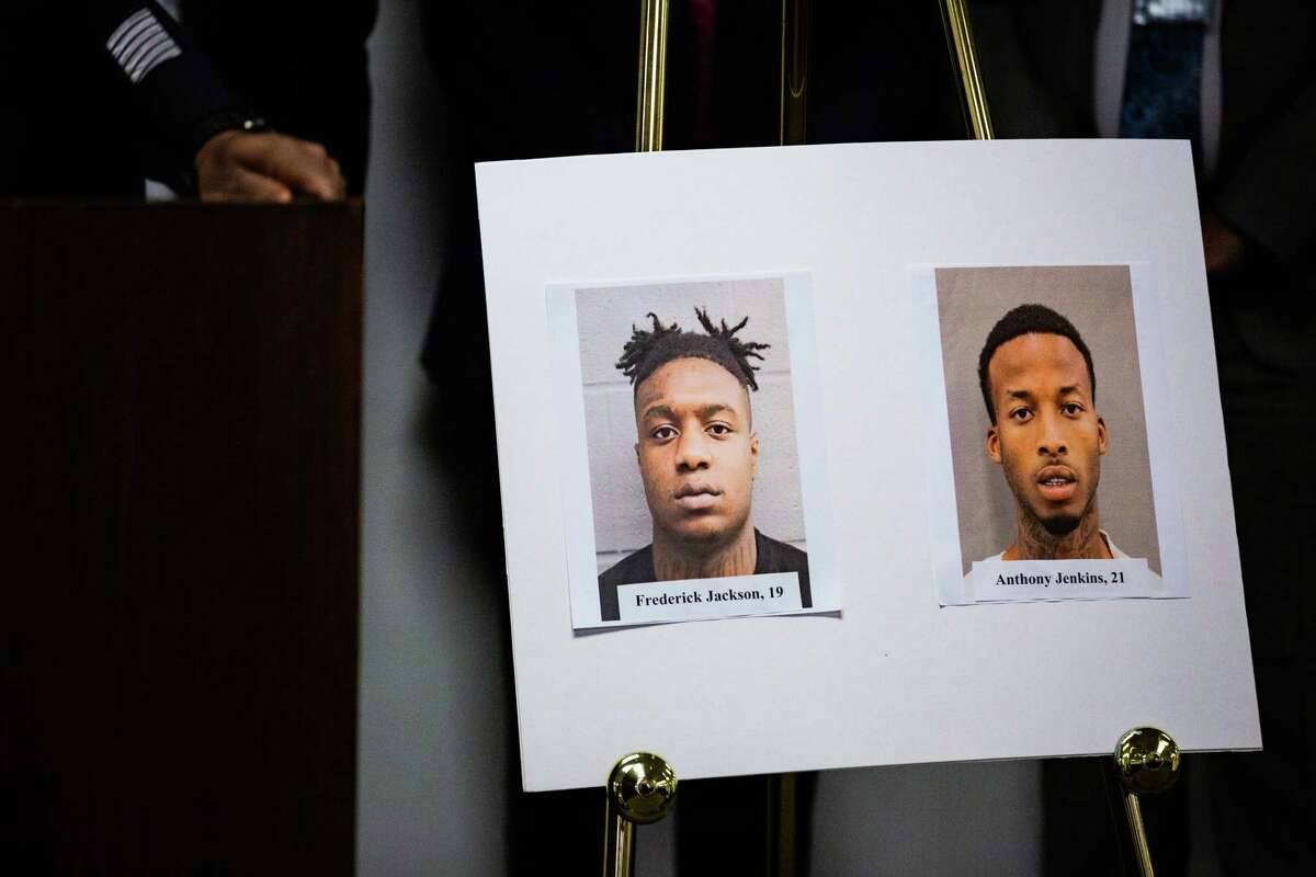 Photos of Frederick Jackson and Anthony Jenkins who are allegedly connected to the murder of off-duty New Orleans Police officer Everett Briscoe, Friday, Aug. 27, 2021, in Houston.