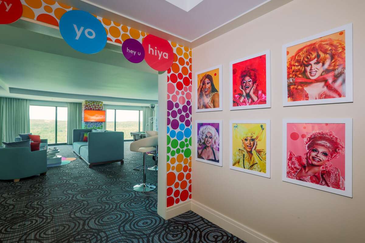 The colorful suite located in the Fox Tower features artwork by LGBTQ + artists Zipeng Zhu and Noah Camp and photographs featuring drag queens from bubly's recent “Drag For All Flavors” campaign.
