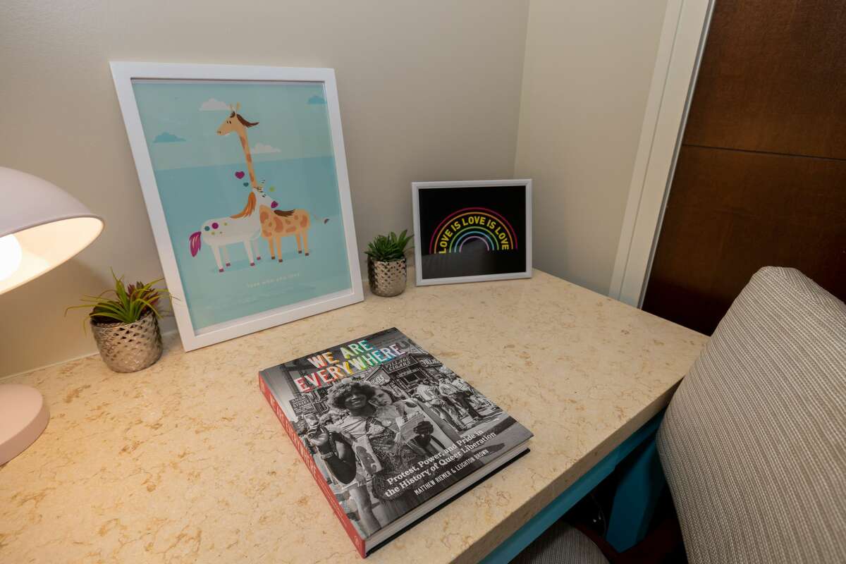 The colorful suite located in the Fox Tower features artwork by LGBTQ + artists Zipeng Zhu and Noah Camp and photographs featuring drag queens from bubly's recent 'Drag For All Flavors' campaign.