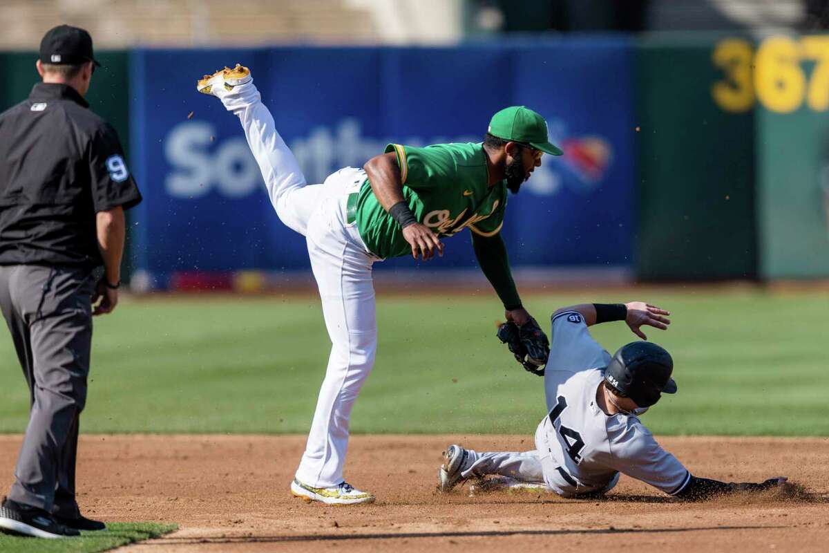 Tony Kemp of the Oakland Athletics celebrates on second after hitting  News Photo - Getty Images