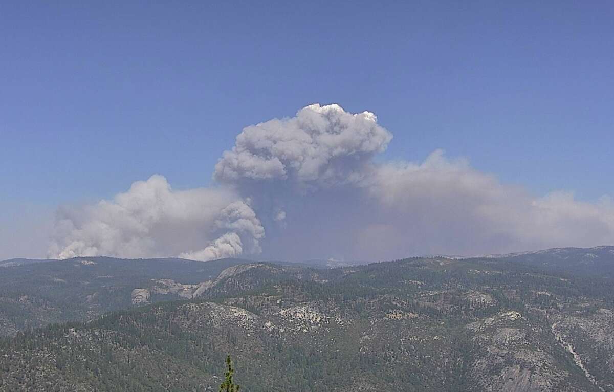 Smoke from the Caldor Fire billows near Kirkwood in the Tahoe area on Aug. 30, 2021.