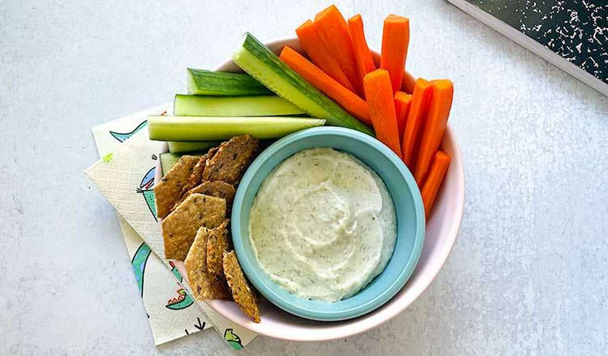 Beans and low-fat yogurt provide a protein-rich base for Plant-Forward Ranch Dip.