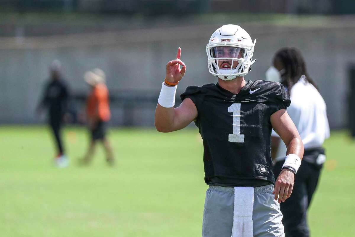 Coach Steve Sarkisian confirmed QB Hudson Card (1) will start for No. 21 Texas on Saturday against No. 23 Louisiana-Lafayette. But Sarkisian plans to play backup Casey Thompson as well.