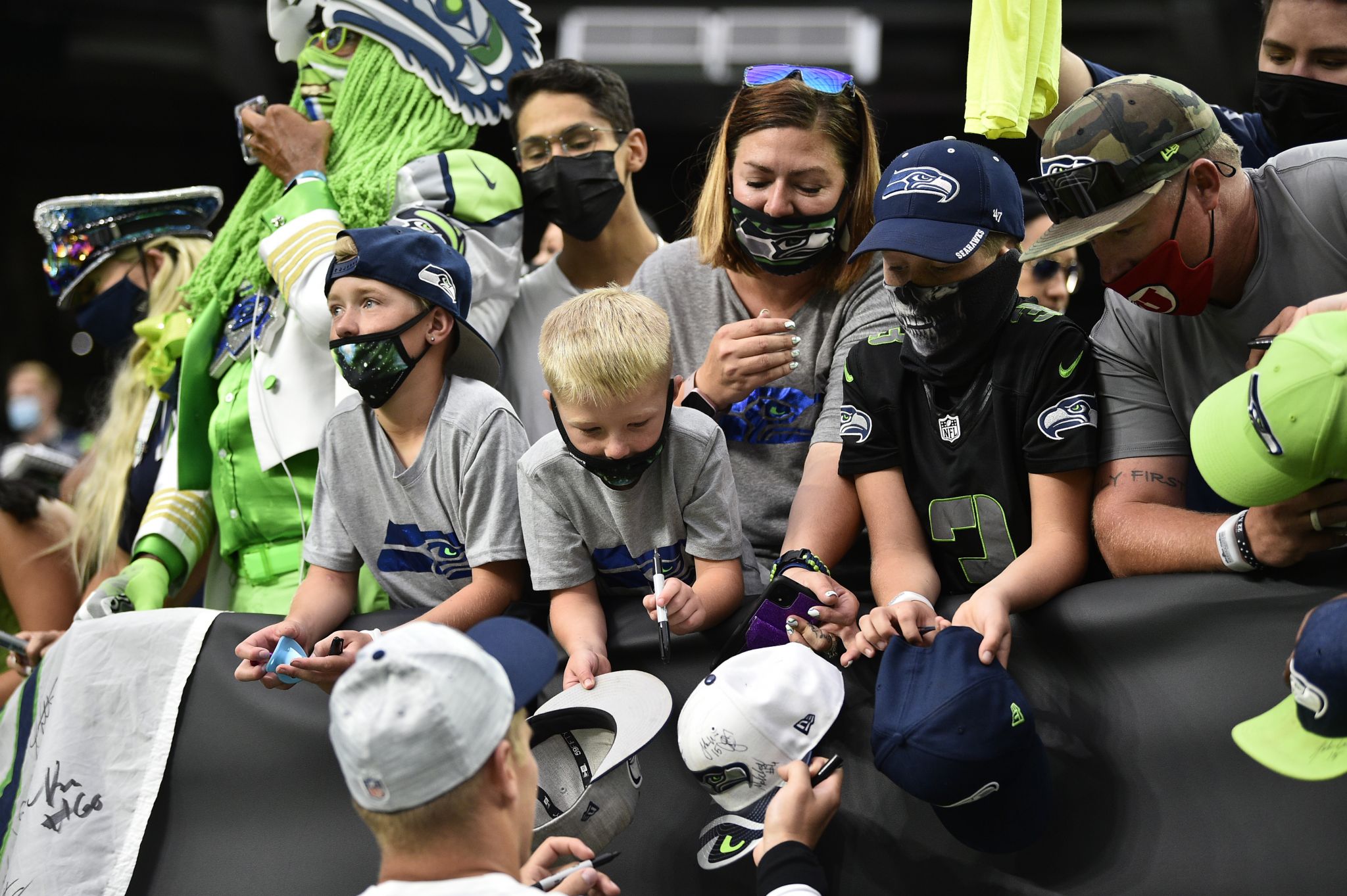 Seahawk Mascot Blitz cheering for the team during a game between the  News Photo - Getty Images