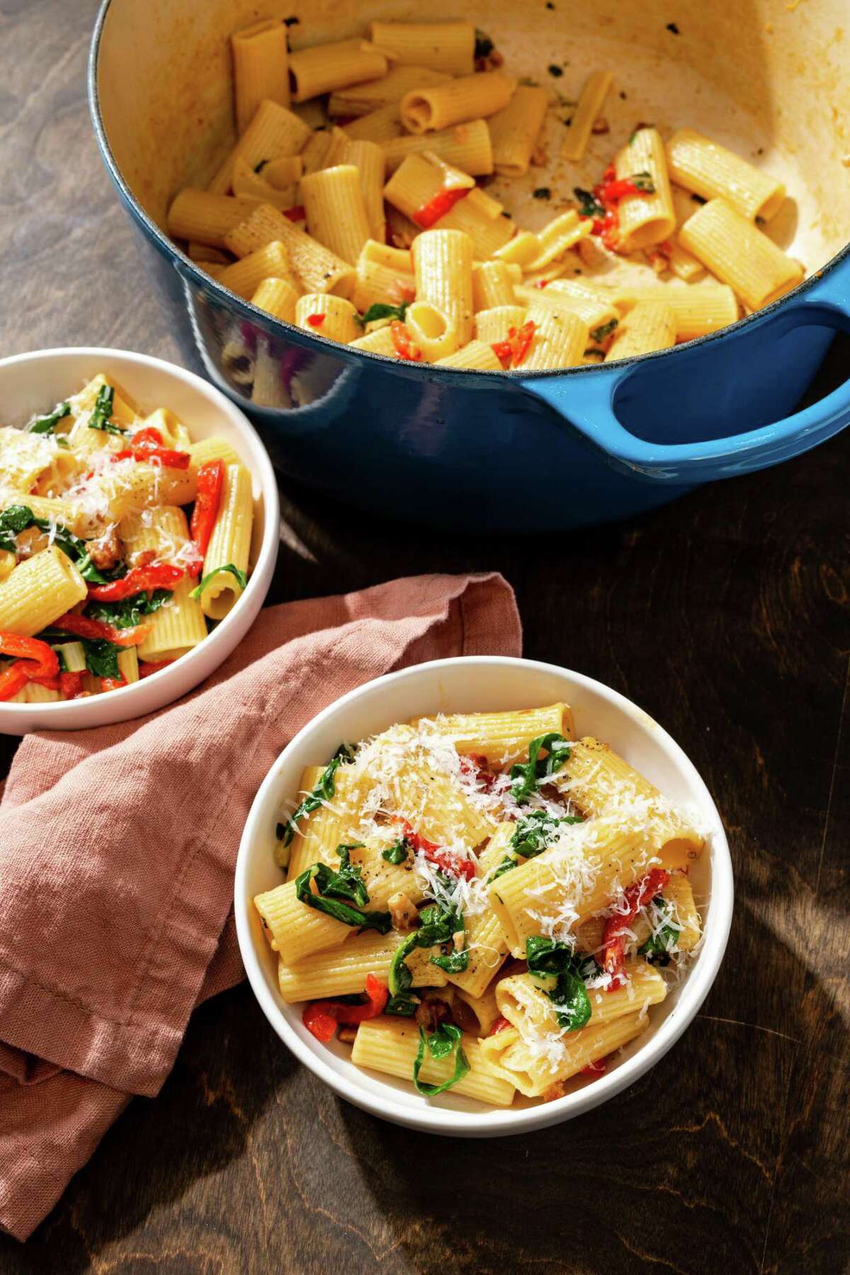 Recipe: Rigatoni with Swiss Chard, Bell Peppers and Pancetta