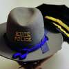 A file photo of a state police stetson hat, front, worn by all sworn troopers in Connecticut.