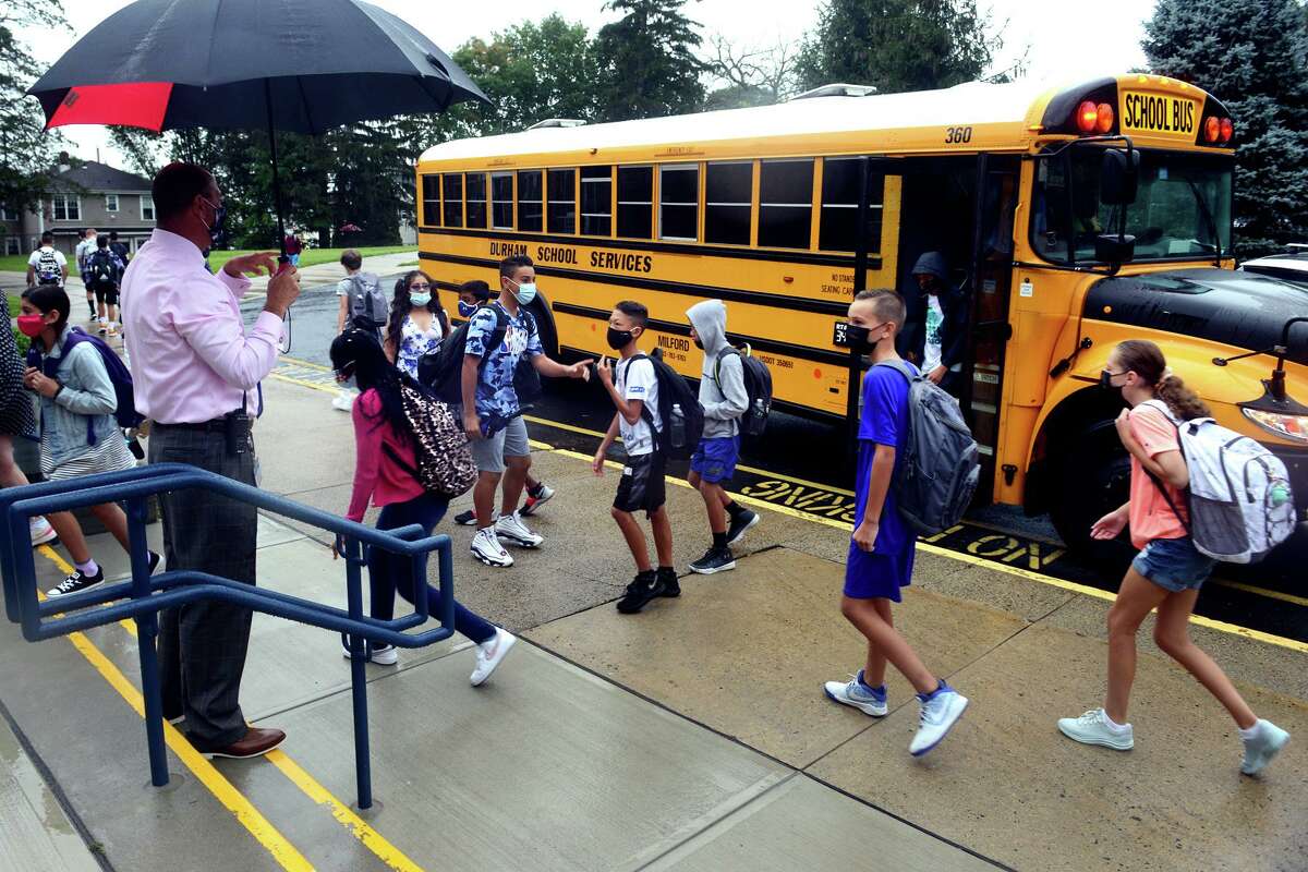 Rain cannot dampen Milford's first day of school