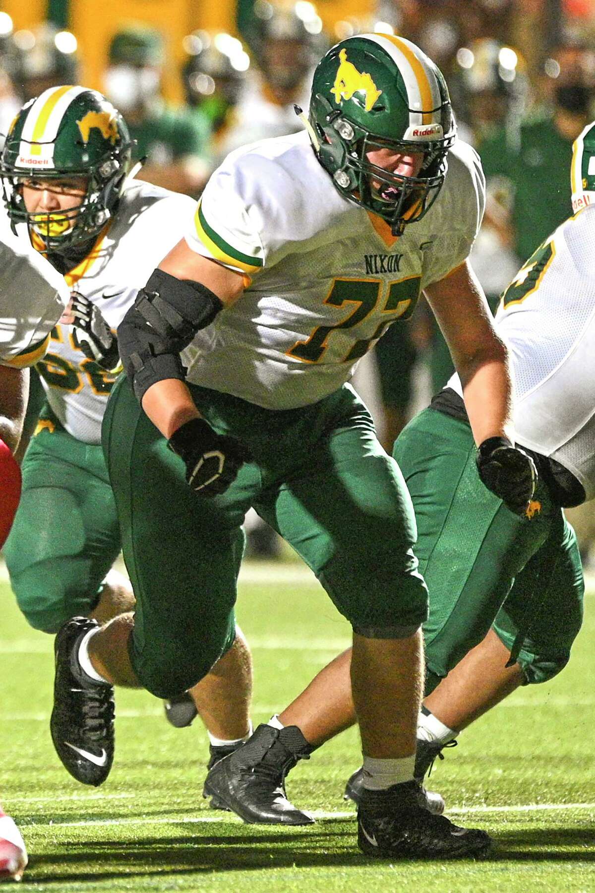 Nixon High School Chris Castro chases down the defense, Friday, Aug. 27, 2021 at Shirley Field.