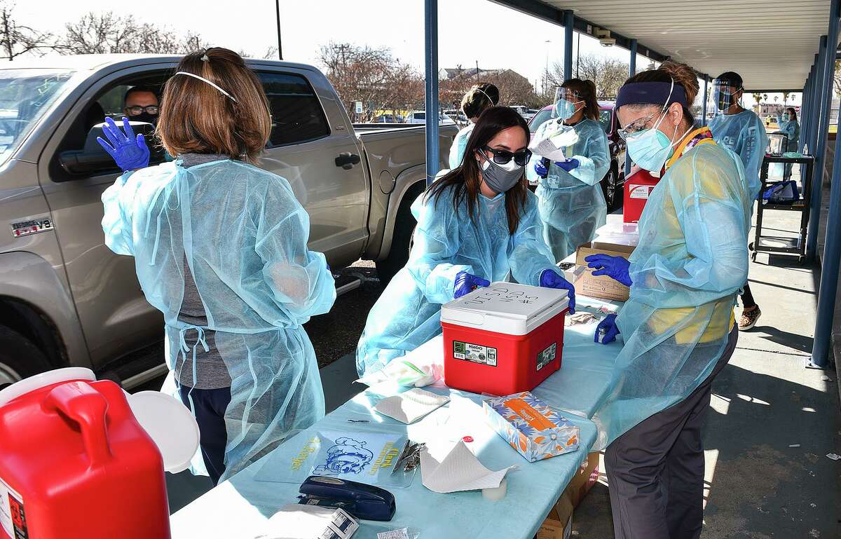U.I.S.D. BSNs and RNs help distribute the COVID-19 vaccine Monday, Feb. 1, 2021,  at Clark Elementary School during the school district's vaccination effort in collaboration with the City of Laredo.