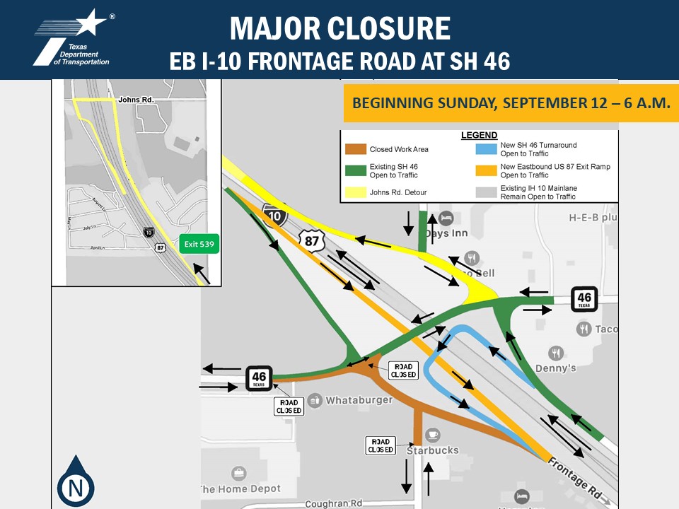 Commuters, take note: Parts of I-10 access road in Boerne to close for ...