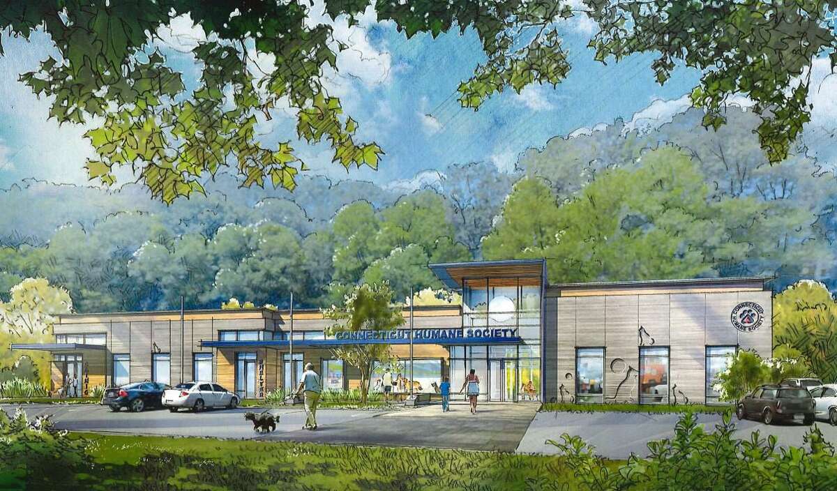 Renderings of the Connecticut Humane Society regional headquarters proposed for Danbury Road in Wilton.