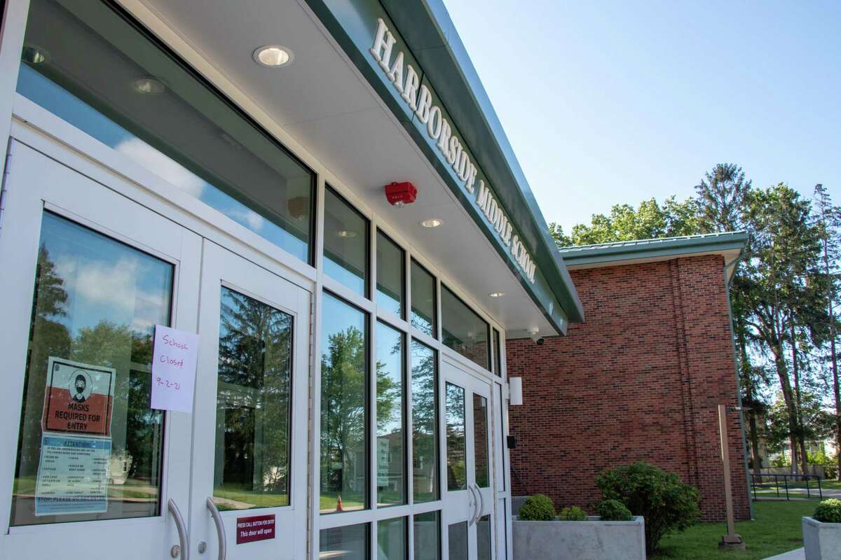 Harborside Middle School closes on Thursday due to flooding. Connecticut received about 3 to 6 inches of rain from Hurricane Ida.