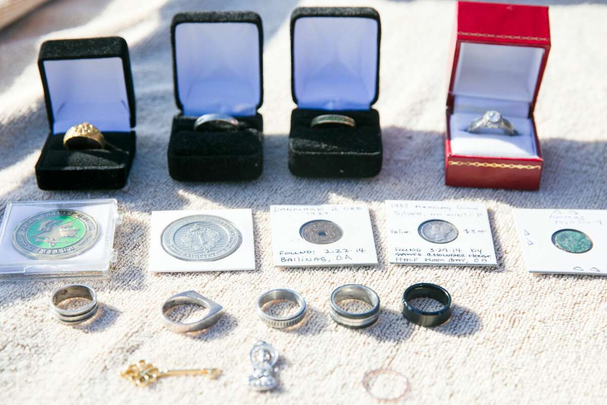 The metal detector Marshall Smith shows his collection of favorite objects that he found with his metal detector.