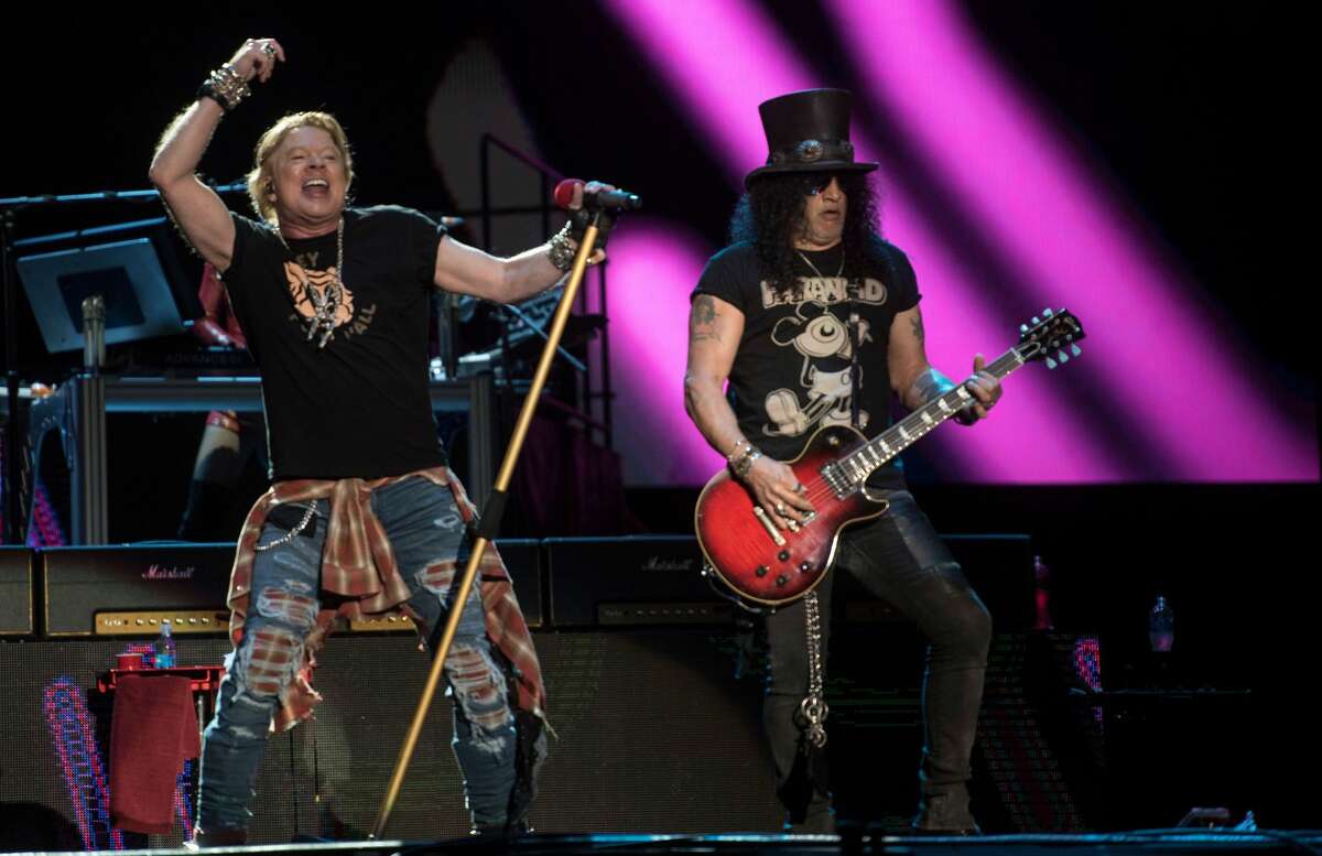 Axl Rose and Slash of Guns N' Roses perform during the Vive Latino 2020 festival at the Foro Sol in Mexico City on Mar. 14, 2020. Napa Valley's BottleRock pulled the plug on the band on Saturday night as they played past the festival's 10 p.m. curfew. 