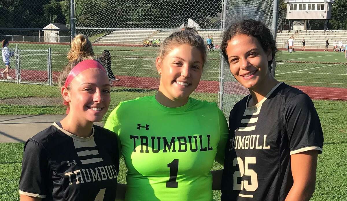 Mia DiBello, Julia Marin and Sophia Lowenberg will captain coach Rich Sutherland's Trumbull girls' soccer team.