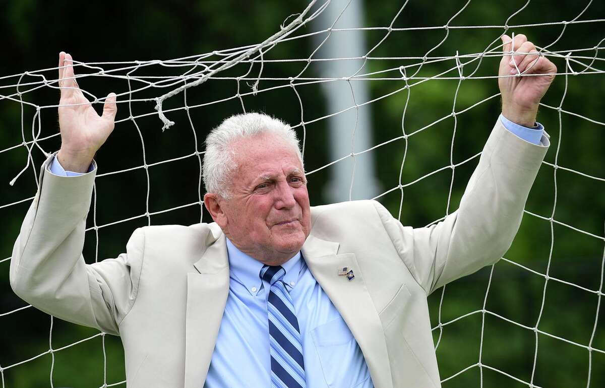 Dignitaries from Norwalk Public Schools, Parks & Rec, Public Works, and the Norwalk Junior Soccer Association join Mayor Harry Rilling for a ribbon cutting for the new West Rocks Soccer Complex Thursday, August 5, 2021, in Norwalk, Conn.