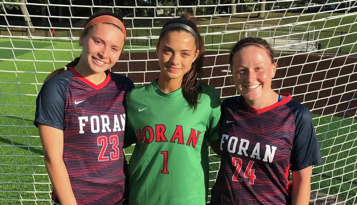 Lauren Ardolino, Hanna Della Bitta-Falkowski and Rylee Tondora are Foran girls' soccer captains.