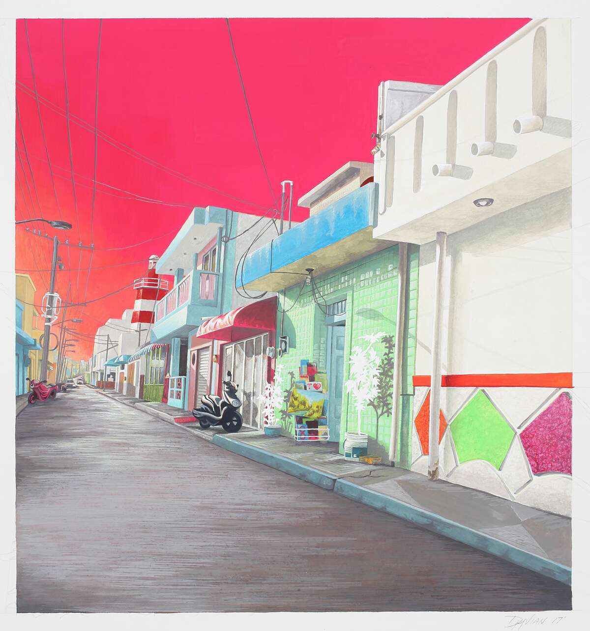  "#Isla Mujeres" by Duvian Montoya. His work will be shown alongside his mentor's in “Robert Cottingham and Duvian Montoya: A Glossary of Painting” on display at the ADK House in Norwalk Sept. 16 through Oct. 21.