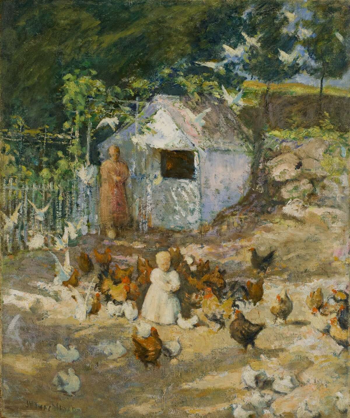 John Henry Twachtman (American, 1853-1902), Barnyard, ca. 1896–97. Oil on canvas. 30 × 25 inches. Florence Griswold Museum, Old Lyme, Connecticut; Gift of the Fine Arts Collection of The Hartford Steam Boiler Inspection and Insurance Company