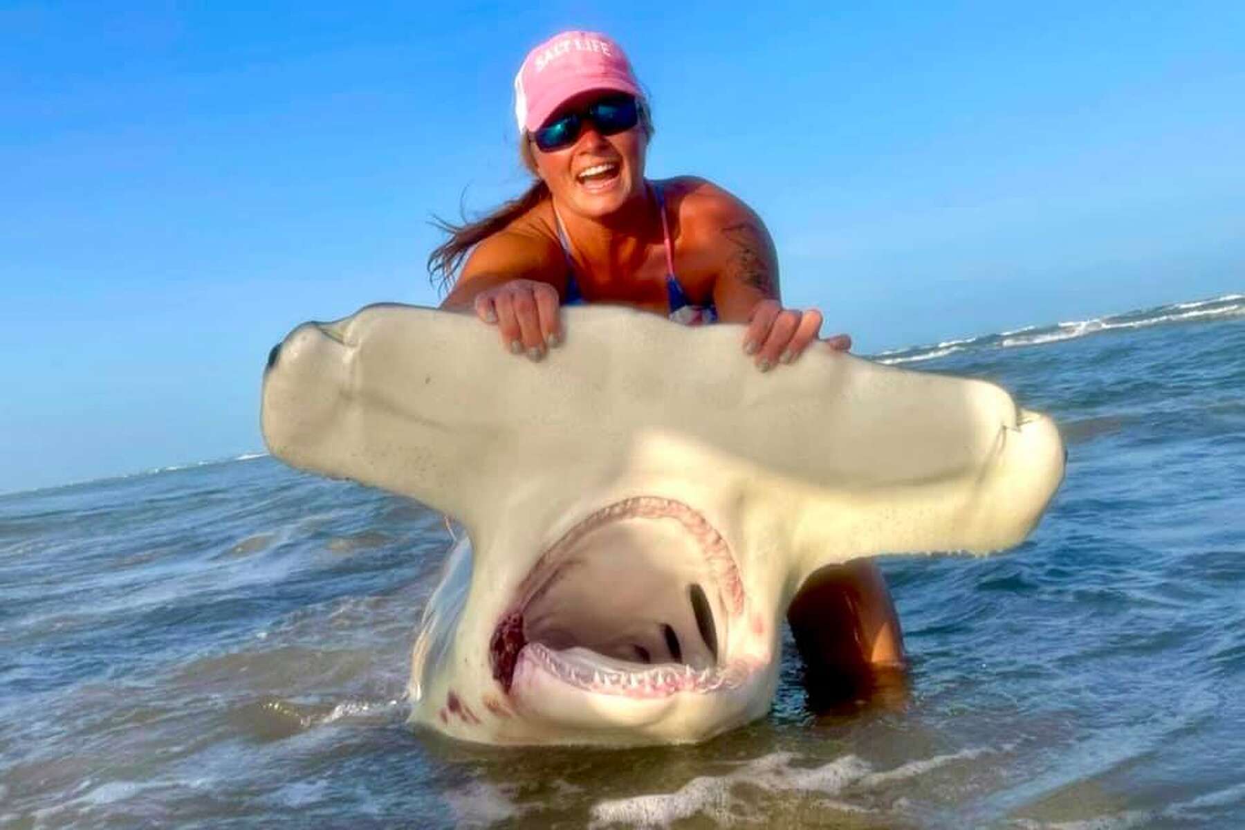 Texas Woman Catches 11 Foot Hammerhead Shark In Corpus Christi