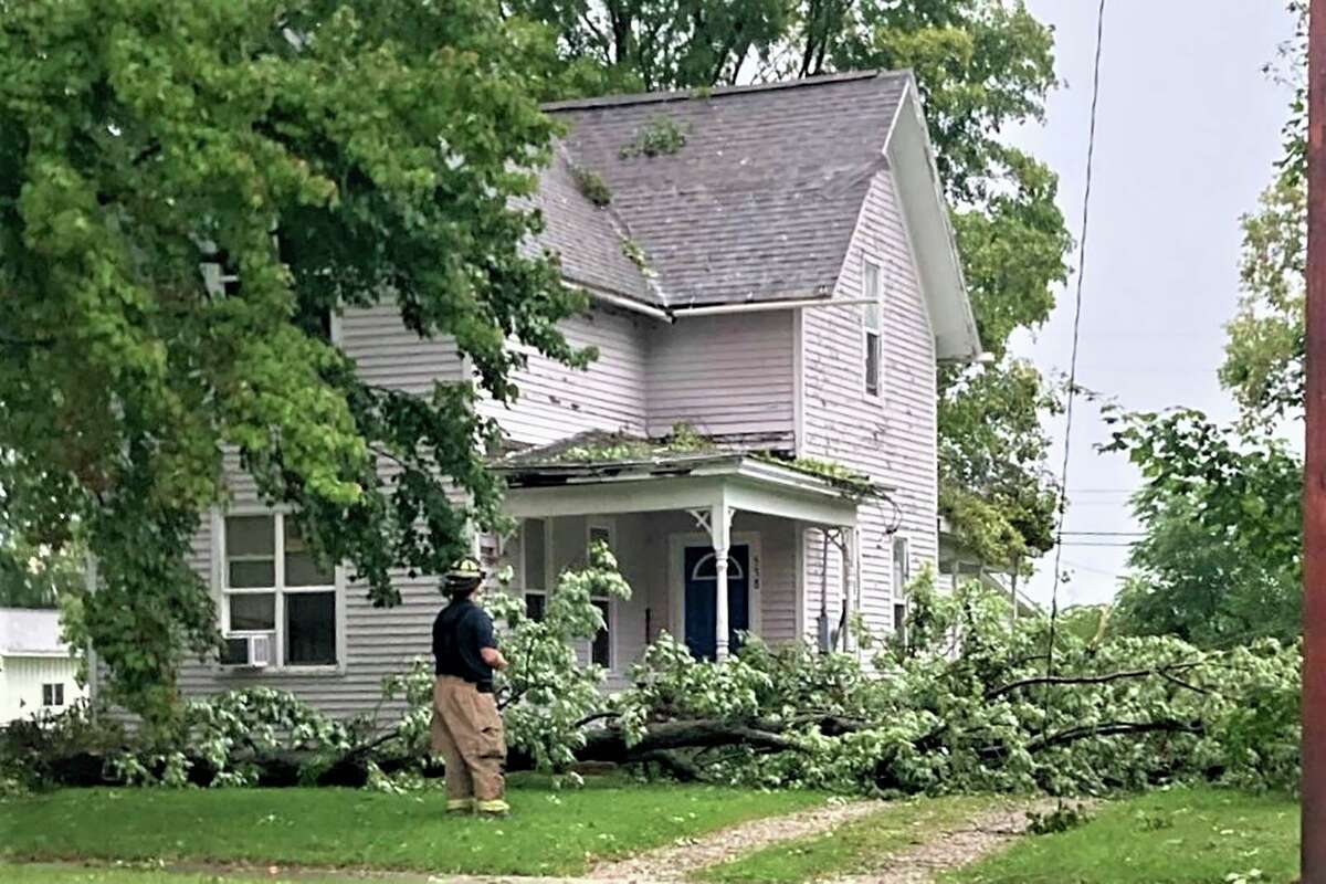 Severe thunderstorms that rolled through West Michigan in September 2021 brought down trees and power lines in communities along U.S. 10. Miguel Troche, of New Horizons Animal Rescue, sent the Pioneer photos of the damage in Reed City. (Courtesy photo/Miguel Troche)