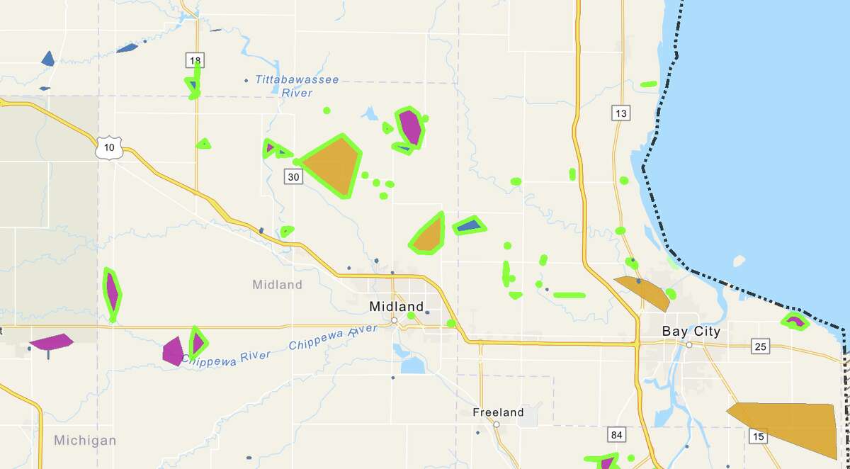 The Consumers Energy Outage Map shows customers without power Wednesday morning following a thunderstorm on Tuesday, Sept. 7.