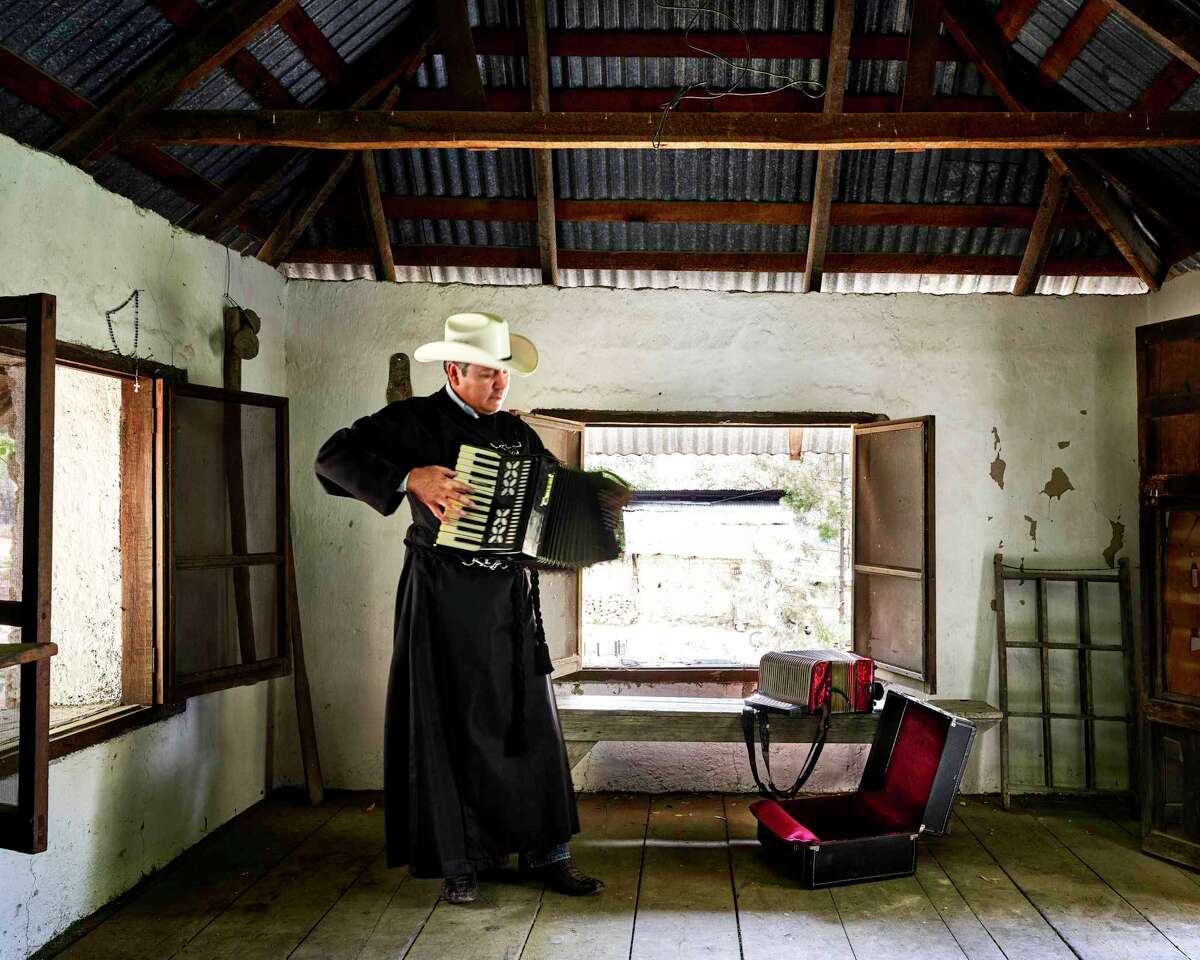 Werner Segarra’s 2017 “Padre Mauro Rios Leyva. Nacori Chico” is among his photographs at the Briscoe Western Art Museum that document the vaquero way of life.