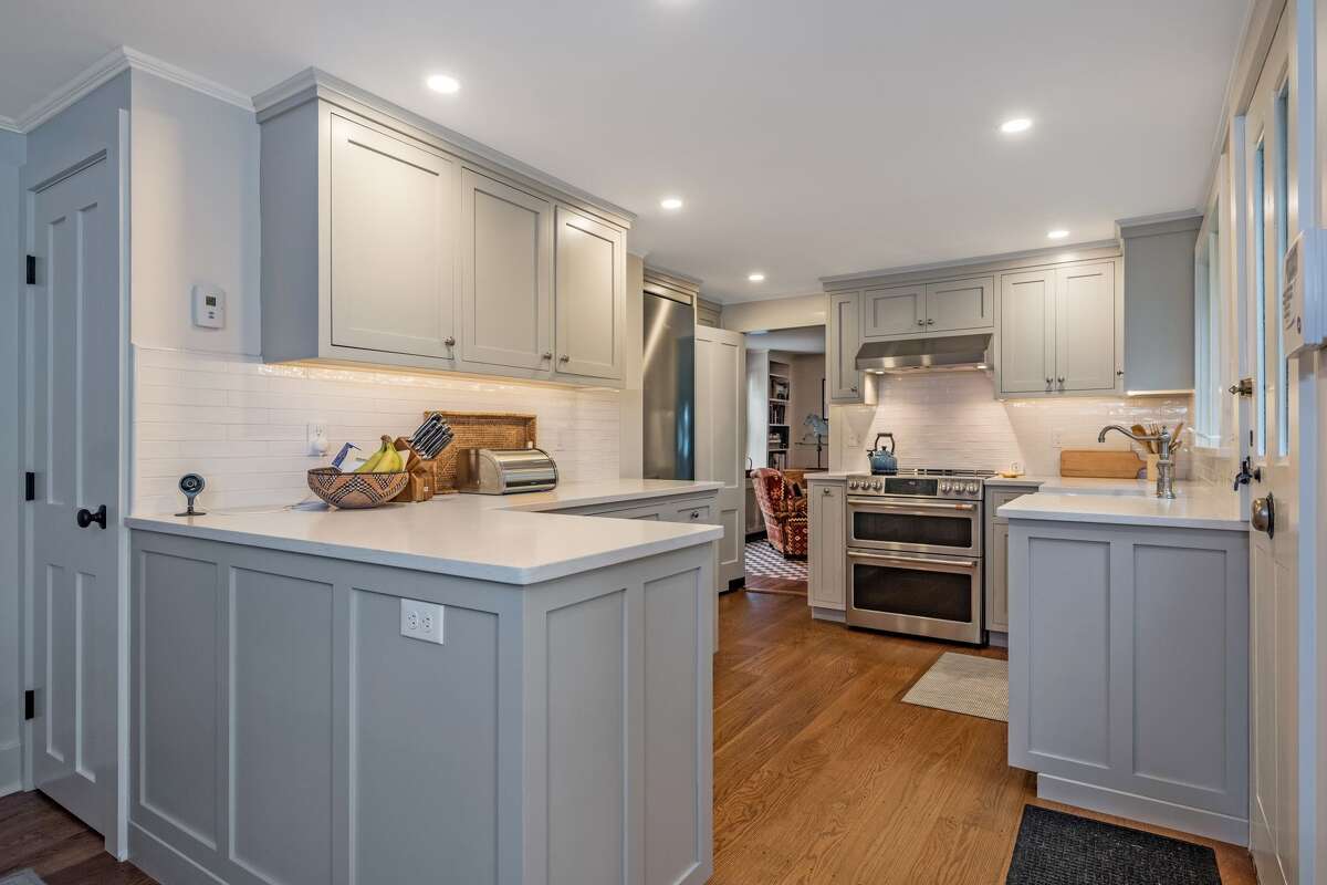 The kitchen in the home on 524 Boston Post Road in Madison, Conn. was custom remodeled in 2020.
