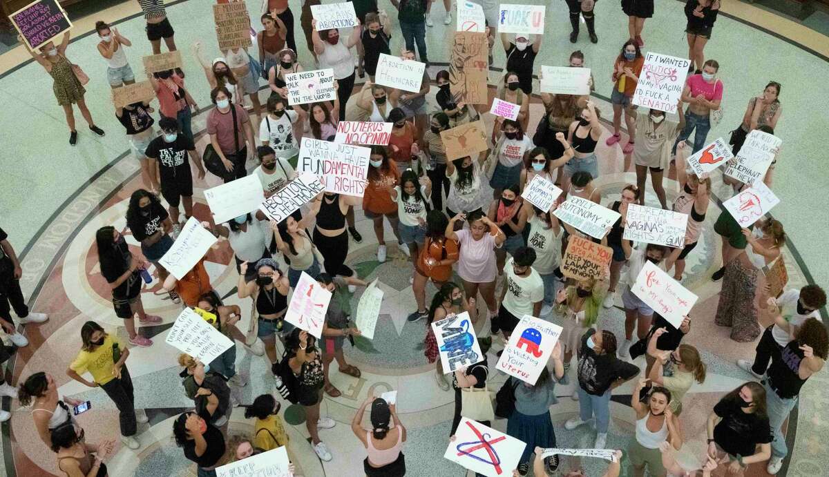 Women rally at the Texas Capitol Sept. 1 against the state’s new anti-abortion law. A reader sees Texas moving in the wrong direction.