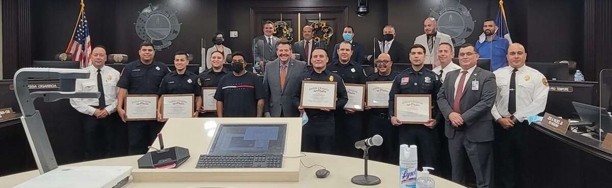 Members of the Laredo Fire and Police Departments were recognized for their life-saving efforts where a man was shocked by electricity.