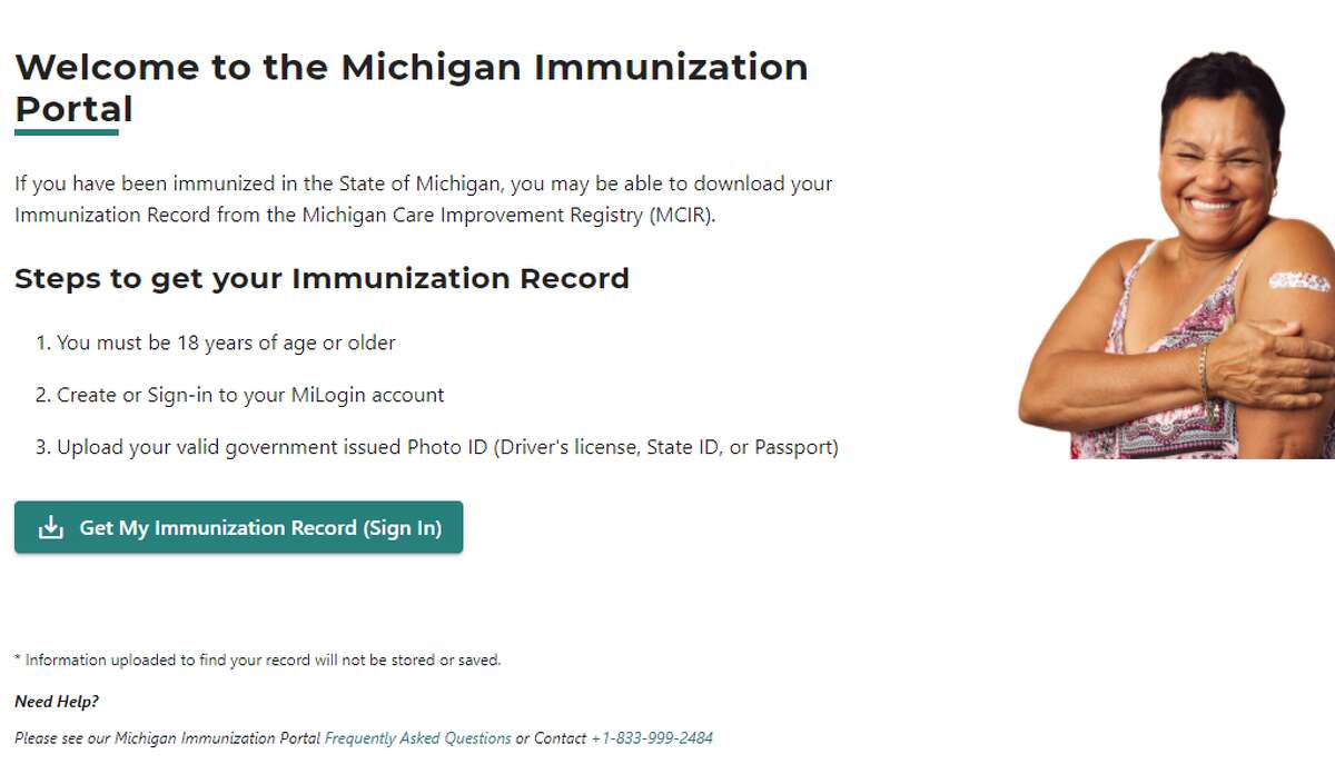 Pictured is the homepage of the Michigan Immunization Portal site.