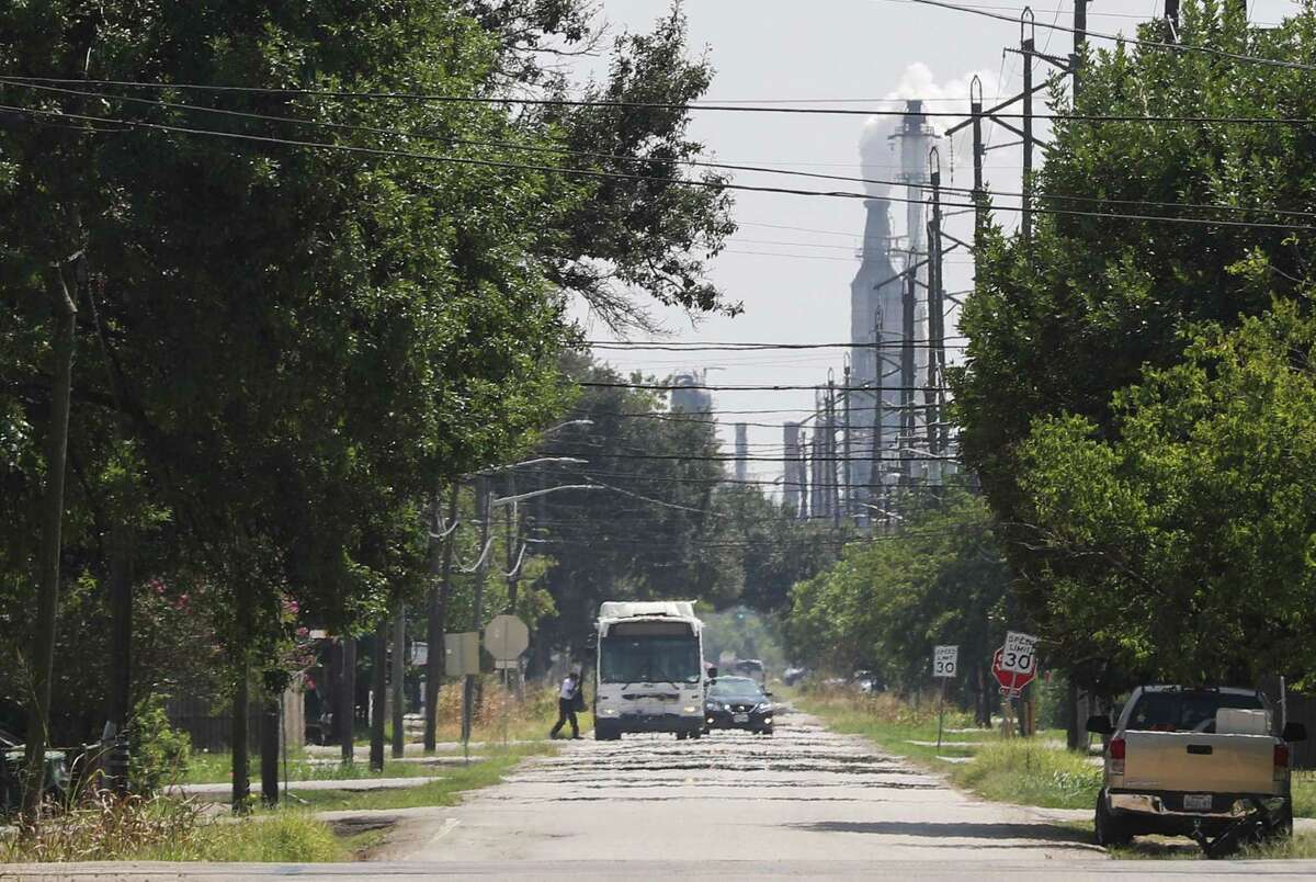A person gets onto a bus Wednesday, Sept. 8, 2021, on Fidelity Street in Houston.