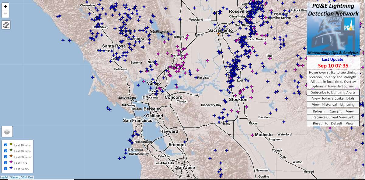 El Dorado Lightning Map More Than 1,200 Lightning Strikes Reach The Ground In California, Weather  Service Says